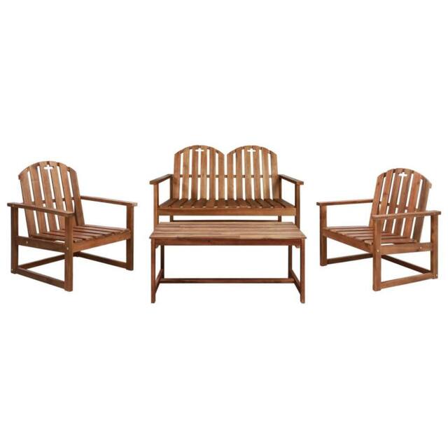 Berkfield Home 4 Piece Outdoor Lounge Set Solid Acacia Wood in Brown - image 1