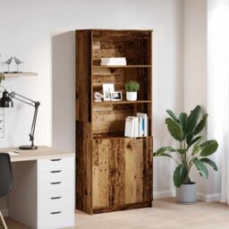 Berkfield Home Highboard Old Wood 70x35x180 cm Engineered Wood in Brown - Size: 70 x 35 x 180 cm - thumbnail 1