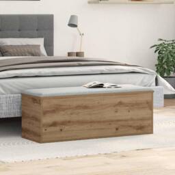 Berkfield Home Modern Artisan Oak Storage Box 102x35x35 cm Made of Engineered Wood in Brown - Size: 102 x 35 x 35 cm - thumbnail 4