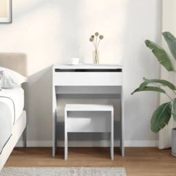 EONLION Dressing Table with Stool White - Size: 100 cm