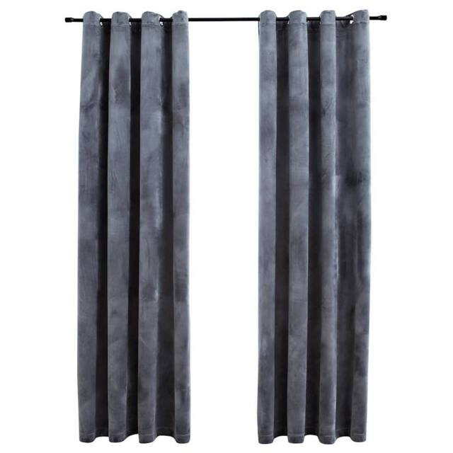 Berkfield Home Blackout Curtains with Rings 2 pcs Velvet Anthracite 140x245 cm in Dark Grey - image 1