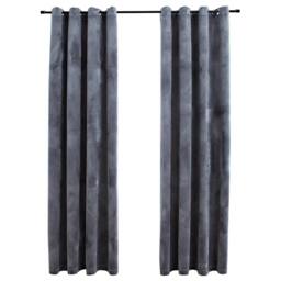 Berkfield Home Blackout Curtains with Rings 2 pcs Velvet Anthracite 140x245 cm in Dark Grey
