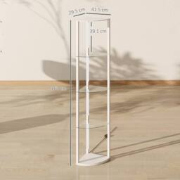 HOMCOM LED Floor Lamp with Shelves, Dimmable Standing Lamp with Foot Switch in White - thumbnail 3