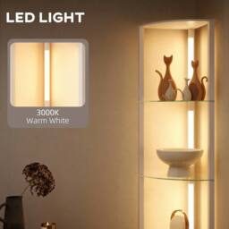 HOMCOM LED Floor Lamp with Shelves, Dimmable Standing Lamp with Foot Switch in White - thumbnail 5