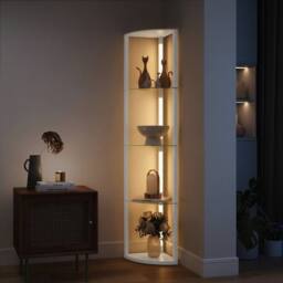HOMCOM LED Floor Lamp with Shelves, Dimmable Standing Lamp with Foot Switch in White - thumbnail 1