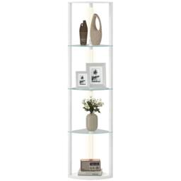 HOMCOM LED Floor Lamp with Shelves, Dimmable Standing Lamp with Foot Switch in White - thumbnail 2