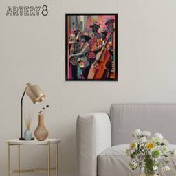 "Artery8 Abstract New Orleans Jazz Musicians Framed Canvas Wall Art Print - Size: W12"" x H16""" - thumbnail 3