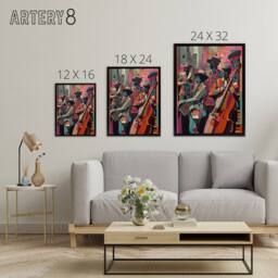 "Artery8 Abstract New Orleans Jazz Musicians Framed Canvas Wall Art Print - Size: W12"" x H16""" - thumbnail 4