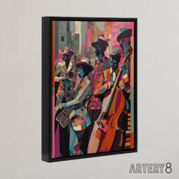 "Artery8 Abstract New Orleans Jazz Musicians Framed Canvas Wall Art Print - Size: W12"" x H16""" - thumbnail 2