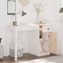 Berkfield Home Beautiful Desk White 100x50x75 cm Solid Wood Pine - Size: 100 x 50 x 75 cm