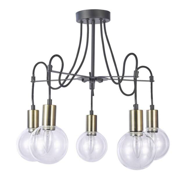 Netlighting Modern Flush Ceiling Light Bronze Black 5 Light Glass Shade E14