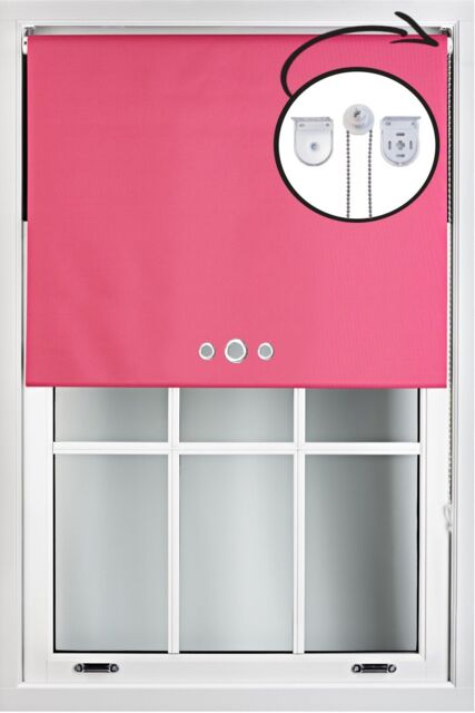 Furnished Fuchsia Pink Blackout Roller Blinds with Triple Round Eyelets & Metal Fittings - Size: 135 cm width x 165 cm drop - image 1