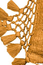 Yard Anko Slub Cotton Macrame Tassel Trimmed Cushion in Light Brown - Size: 45 cm x 45 cm - thumbnail 3