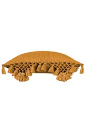Yard Anko Slub Cotton Macrame Tassel Trimmed Cushion in Light Brown - Size: 45 cm x 45 cm - thumbnail 2