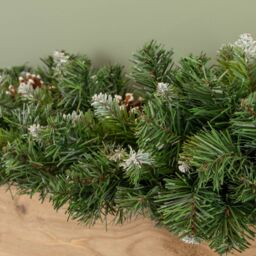 Samuel Alexander 90cm Snow King Fir Christmas Swag Garland with Pine Cones & Snow Tips in Green - thumbnail 4