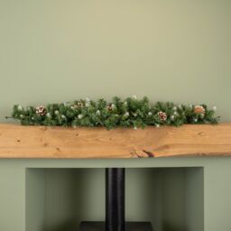 Samuel Alexander 90cm Snow King Fir Christmas Swag Garland with Pine Cones & Snow Tips in Green - thumbnail 3