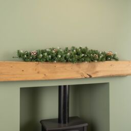 Samuel Alexander 90cm Snow King Fir Christmas Swag Garland with Pine Cones & Snow Tips in Green