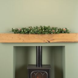 Samuel Alexander 90cm Snow King Fir Christmas Swag Garland with Pine Cones & Snow Tips in Green - thumbnail 2