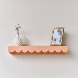 Melody Maison Large Peach Scalloped Wall Storage Shelf - 61cm in Pale Pink - thumbnail 5
