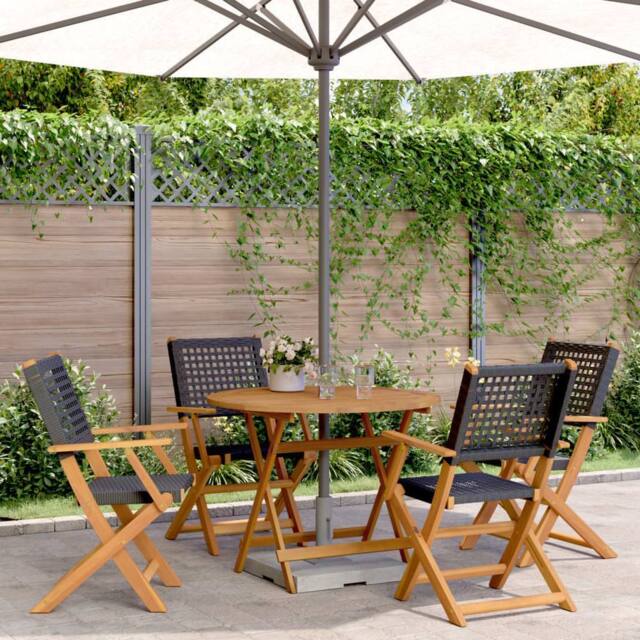 Berkfield Home 5 Piece Garden Dining Set Black Poly Rattan & Solid Wood - image 1