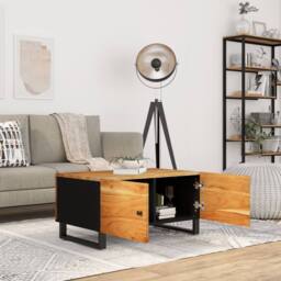 Berkfield Home Beautiful Coffee Table 80x50x40 cm Solid Wood Acacia&Engineered Wood in Brown - Size: 80 x 50 x 40 cm - thumbnail 1