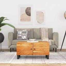 Berkfield Home Beautiful Coffee Table 80x50x40 cm Solid Wood Acacia&Engineered Wood in Brown - Size: 80 x 50 x 40 cm - thumbnail 2