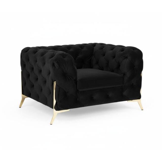 Stratus Interiors Italian Chesterfield Sofa Plush Velvet UK Manufactured in Black - Size: 1 Seater - image 1