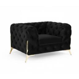 Stratus Interiors Italian Chesterfield Sofa Plush Velvet UK Manufactured in Black - Size: 1 Seater - thumbnail 2