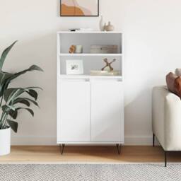 Berkfield Home Highboard White 60x36x110 cm Engineered Wood - Size: 60 x 36 x 110 cm - thumbnail 2