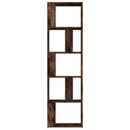 Berkfield Home Book Cabinet Smoked Oak 45x24x160 cm Engineered Wood in Brown - Size: 45 x 24 x 160 cm - thumbnail 5
