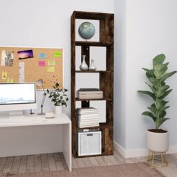 Berkfield Home Book Cabinet Smoked Oak 45x24x160 cm Engineered Wood in Brown - Size: 45 x 24 x 160 cm - thumbnail 1