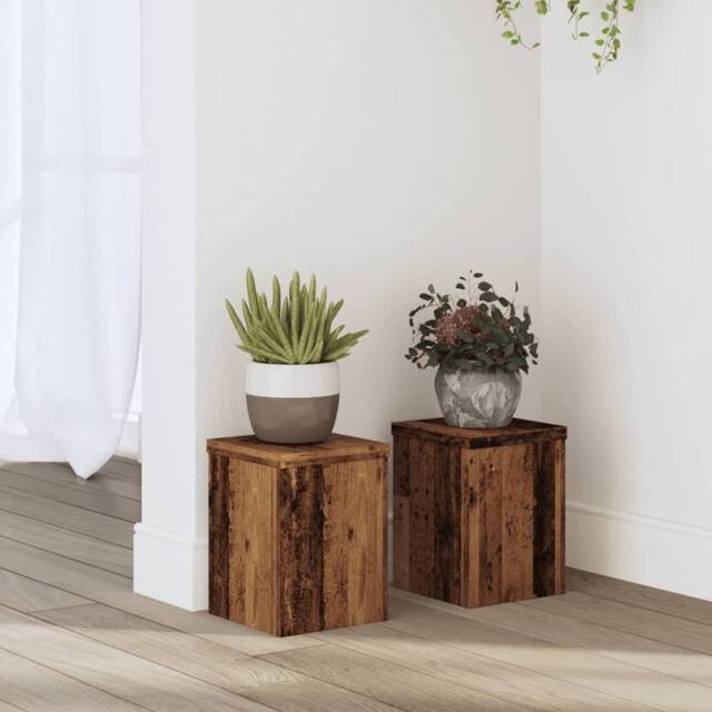 Berkfield Home Plant Stands 2 pcs Old Wood 15x15x20 cm Engineered Wood in Brown - Size: 15 x 15 x 20 cm - image 1
