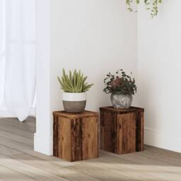 Berkfield Home Plant Stands 2 pcs Old Wood 15x15x20 cm Engineered Wood in Brown - Size: 15 x 15 x 20 cm - thumbnail 1