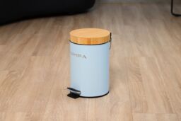 simpa 3L Soft-Closing Pedal Dustbin with Bamboo Lid in Light Blue - thumbnail 4