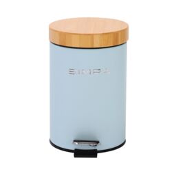 simpa 3L Soft-Closing Pedal Dustbin with Bamboo Lid in Light Blue