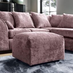Abakus Direct Harriet Crushed Chenille Footstool in Pink - thumbnail 1