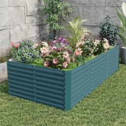 NESTLUNE Green Galvanised Steel Raised Garden Bed Outdoor in Teal - Size: 1.25kg
