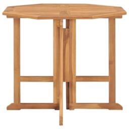 Berkfield Home Elegant 5 Piece Folding Outdoor Dining Set Solid Teak Wood in Brown - thumbnail 4