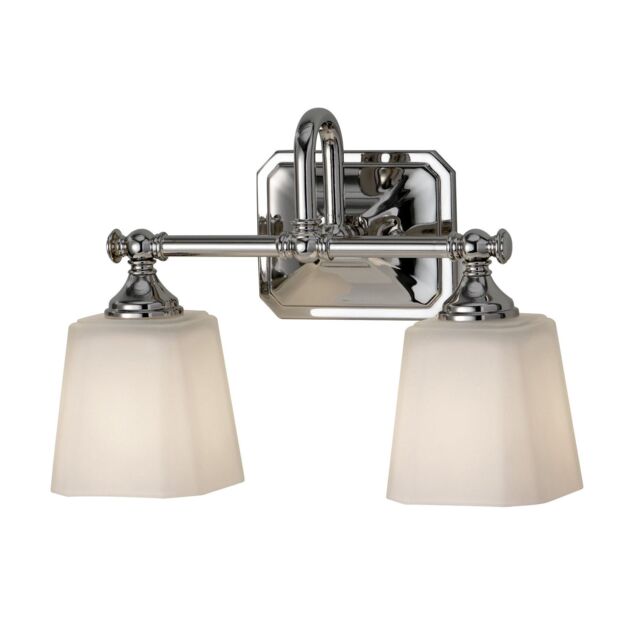 Netlighting Concord 2 Light Bathroom Over Mirror Light Polished Chrome IP44 G9 in Grey - image 1