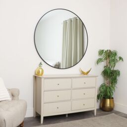 Melody Maison Extra Large Round Black Wall Mirror 120cm X 120cm (1.2M X 1.2M) - Size: 120 cm X 120 cm - thumbnail 6