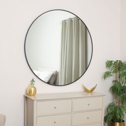 Melody Maison Extra Large Round Black Wall Mirror 120cm X 120cm (1.2M X 1.2M) - Size: 120 cm X 120 cm - thumbnail 4