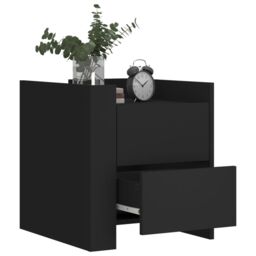 Berkfield Home Bedside Cabinet Black 45x50x50 cm Engineered Wood - Size: 45 x 50 x 50 cm - thumbnail 3