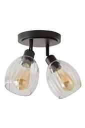 ValueLights Cheltenham 2 Way Ribbed Glass Adjustable Spotlight Flush Ceiling Light in Black - thumbnail 6