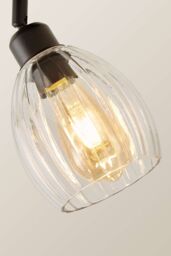 ValueLights Cheltenham 2 Way Ribbed Glass Adjustable Spotlight Flush Ceiling Light in Black - thumbnail 4