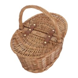 Red Hamper Wicker Childs Light Steamed Finish Oval Picnic Basket in Brown - thumbnail 2