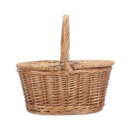 Red Hamper Wicker Childs Light Steamed Finish Oval Picnic Basket in Brown - thumbnail 3