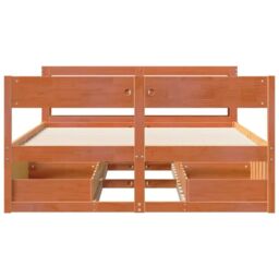 Berkfield Home Bed Frame without Mattress Wax Brown 120x190 cm Small Double Solid Wood Pine - thumbnail 4