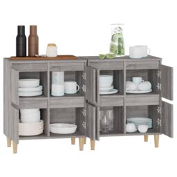 Berkfield Home Sideboards 2 pcs Grey Sonoma 60x35x70 cm Engineered Wood - Size: 60 x 35 x 70 cm - thumbnail 5