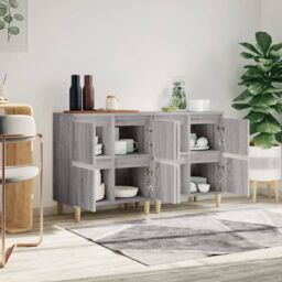 Berkfield Home Sideboards 2 pcs Grey Sonoma 60x35x70 cm Engineered Wood - Size: 60 x 35 x 70 cm - thumbnail 3