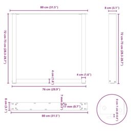 Berkfield Home Coffee Table Legs U-Shaped 2 pcs Natural Steel 80x(72-73) cm Steel in Brown - thumbnail 9